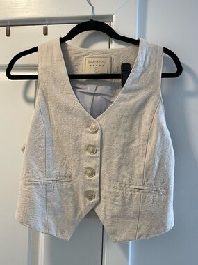 Blank NYC Cream Linen Button Front Vest